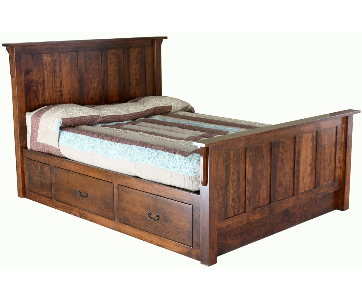 Storage Bed with 4 Drawer Rail