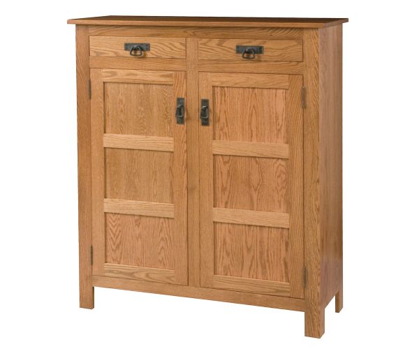 Mission Reverse 3 Panel 2 Drawer Pie Safe