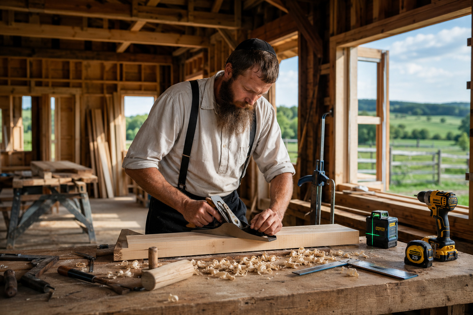 Handcrafted solid wood Amish furniture showroom