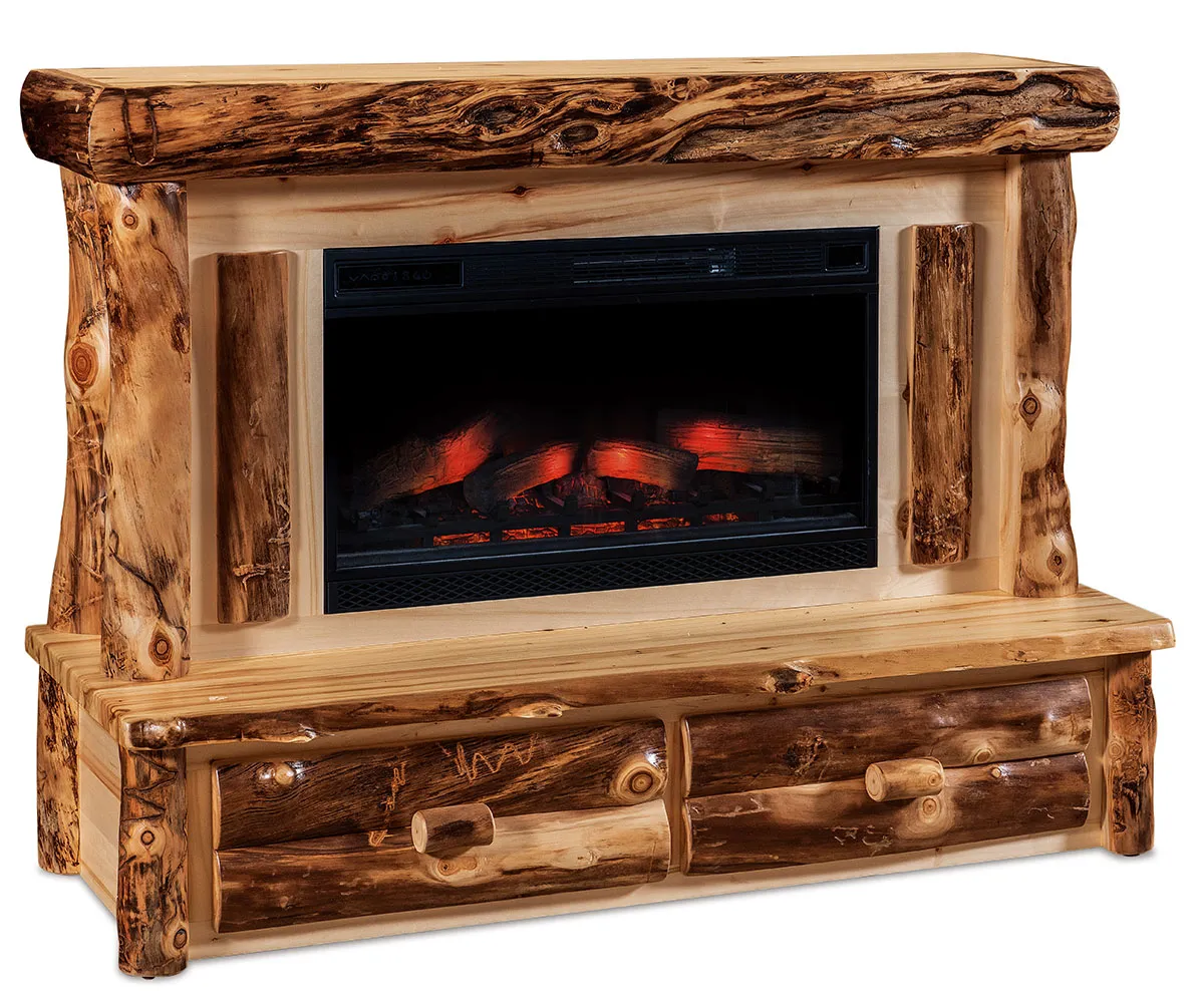 Fireplace with Mantle & Drawers