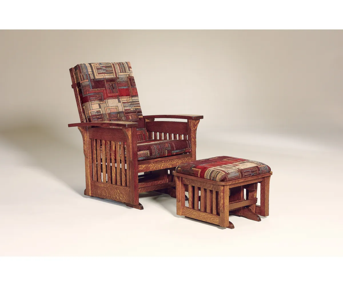 Bow Arm Slat Glider W/ Ottoman - Image 2